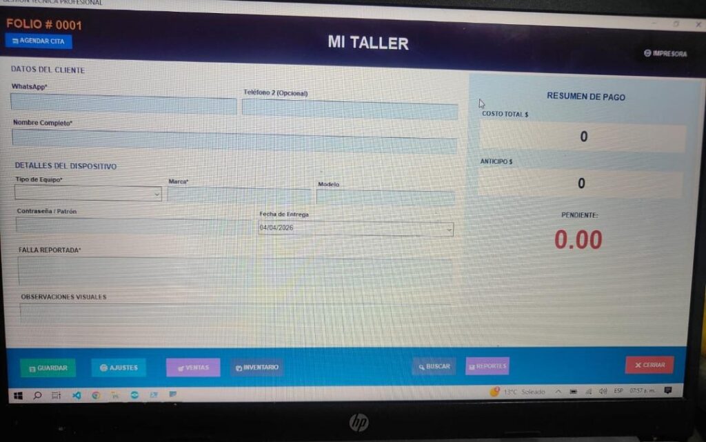 gestor de taller punto de venta